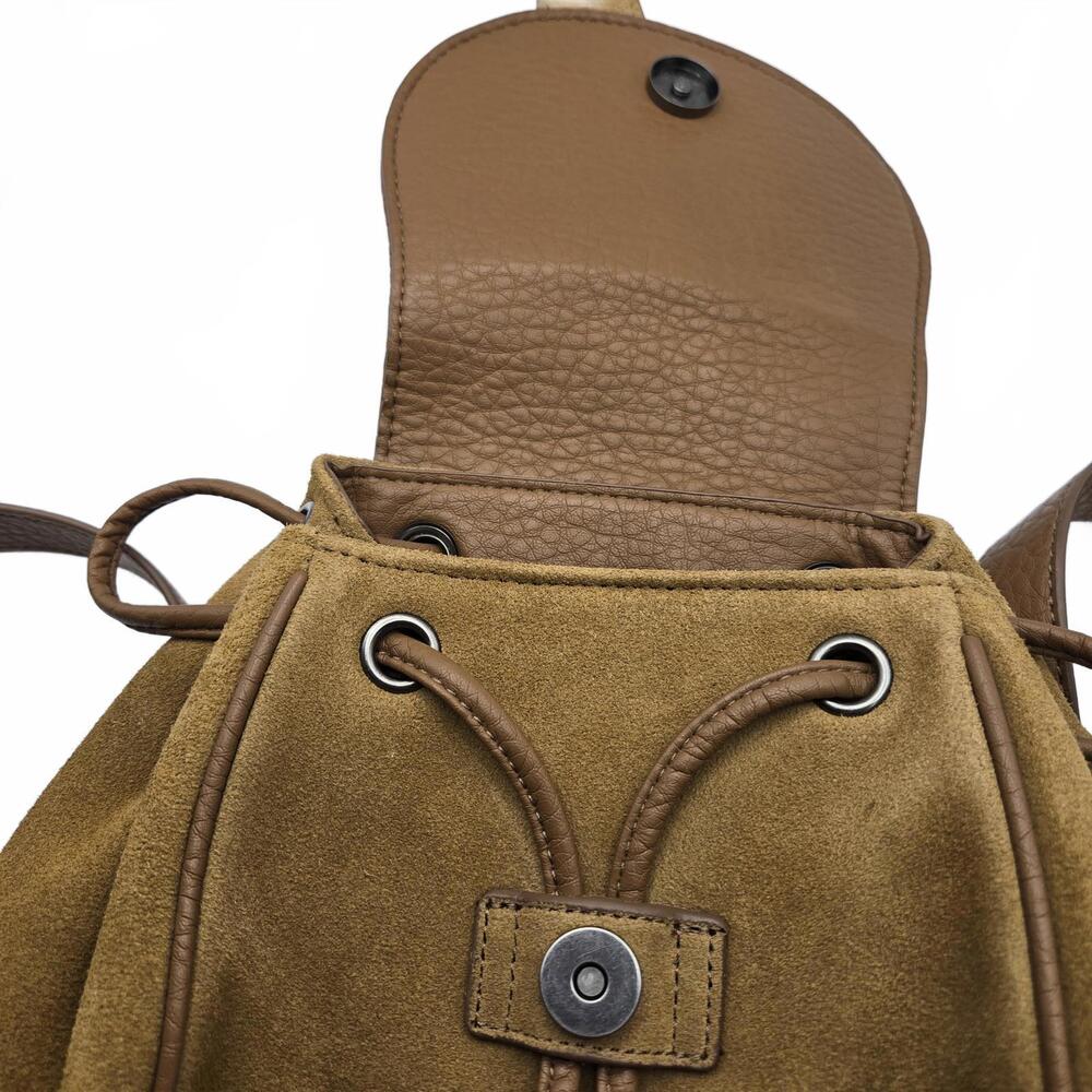 DSI America Backpack Style Suede Leather Purse with Western Buckle Detail - Picture 8 of 9
